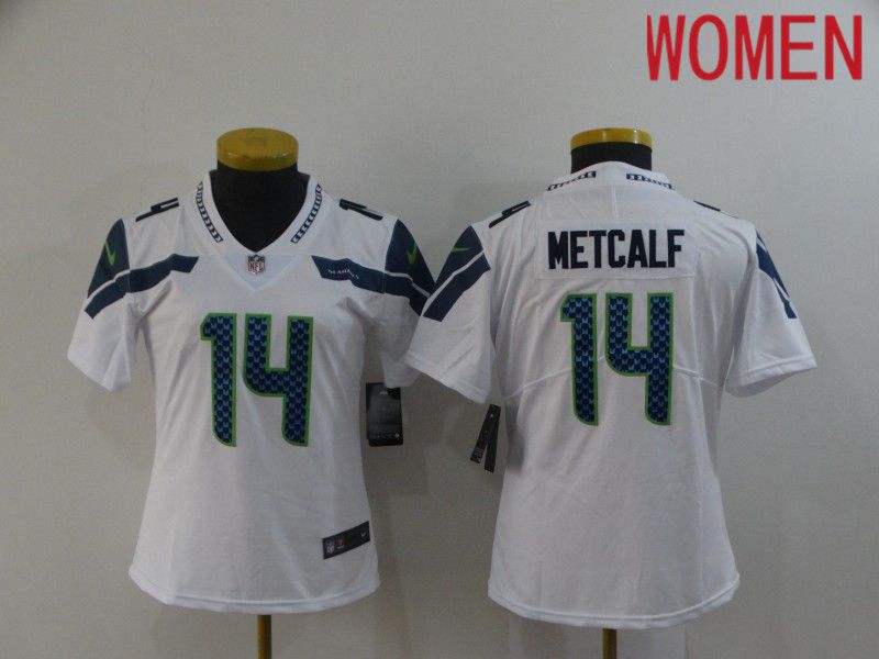 Women Seattle Seahawks #14 Metcalf White Nike Vapor Untouchable Limited 2020 NFL Nike Jerseys